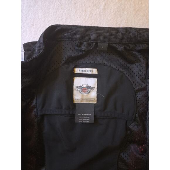 Harley-Davidson Women’s Mesh Motorcycle Jacket Black Red Striped Sport MC Zip Up - Picture 4 of 4